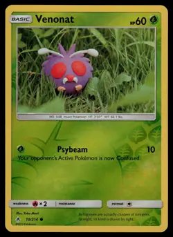 Venonat 10/214 Common Unbroken Bonds Pokemon Reverse Holo Lightly Played - Image 1