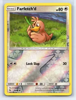 Farfetch'd 45/68 Uncommon Hidden Fates Pokemon Reverse Holo Lightly Played - Image 1
