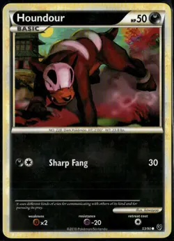Houndour 53/90 Common HGSS Undaunted LP Pokemon Card - Image 1