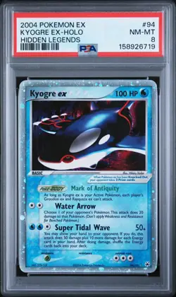 PSA 8 Kyogre EX 94/101 Hidden Legends EX Pokemon Card Holo SWIRL 💫 - Image 1