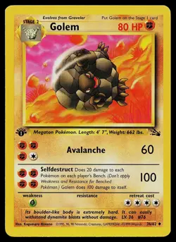 Pokemon Card - Golem Fossil 36/62 1st Edition Uncommon - Image 1