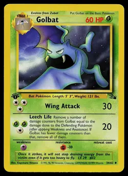 Pokemon Card - Golbat Fossil 34/62 1st Edition Uncommon - Image 1