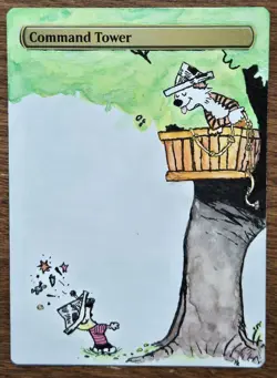 Calvin & Hobbes Command Tower - Hand Painted Magic: the Gathering Alter - Image 1