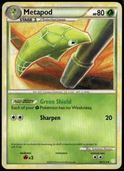 Metapod 46/123 Uncommon HeartGold & SoulSilver LP Pokemon Card - Image 1