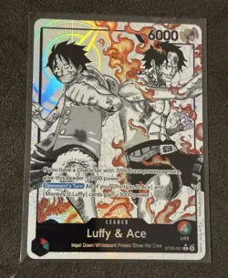 ST30-001 - Luffy & Ace Leader (Alternate Art Parallel - Black/White) - One Piece - Image 1