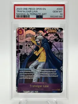 2023 One Piece OP05 Manga Alternate Art #069 Trafalgar Law PSA 10 GEM MINT - Image 1