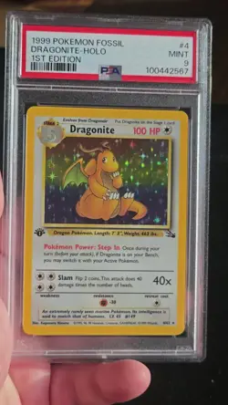1999 POKEMON FOSSIL 1ST EDITION #4 DRAGONITE-HOLO PSA 9 - Image 2