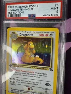 1999 POKEMON FOSSIL 1ST ED #4 DRAGONITE-HOLO PSA 9 - Image 2