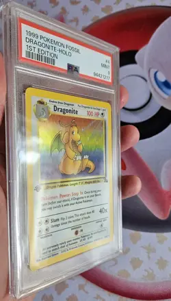PSA 9 1st EDITION DRAGONITE HOLO 4/62 1999 FOSSIL POKEMON - Image 3