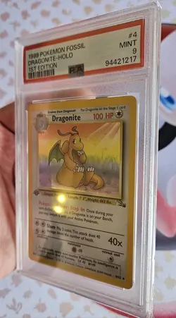 PSA 9 1st EDITION DRAGONITE HOLO 4/62 1999 FOSSIL POKEMON - Image 4