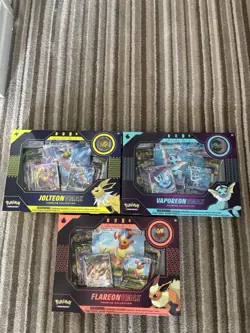 VMAX Premium Collection Box (Set of 3) - Vaporeon Jolteon Flareon Pokemon TCG - Image 1