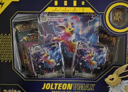 Pokemon TCG Jolteon VMAX Premium Collection Box Promo Oversized Pin Error Box - Image 2