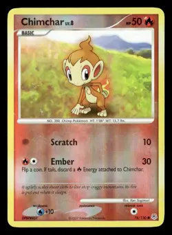 Chimchar 76/130 Reverse Holo Common Diamond & Pearl Pokemon Card - Image 2