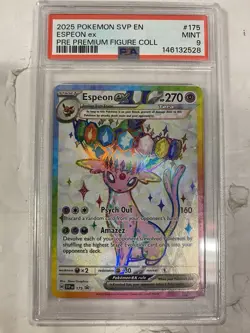 2025 Prismatic Evolutions Premium Figure Collection # 175 Espeon EX PSA 9 Card! - Image 1