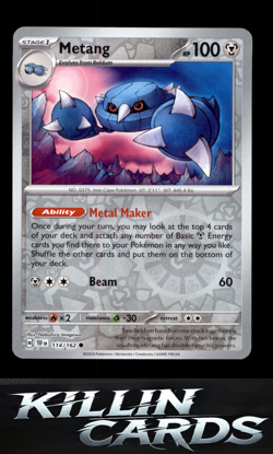 Reverse Holofoil Metang 114/162 Pokemon Common SV05: Temporal Forces Card NM - Image 1