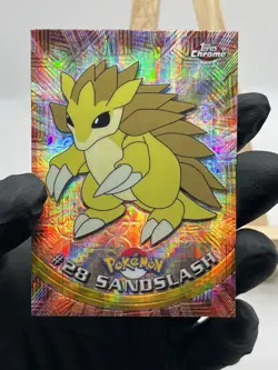 Sandslash 2000 Topps Pokemon Tekno Chrome #28 TV Animation Card NM+ Rare Vintage - Image 1