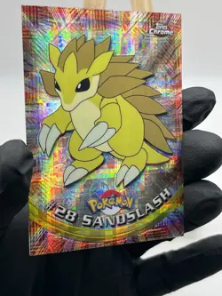 Sandslash 2000 Topps Pokemon Tekno Chrome #28 TV Animation Card NM+ Rare Vintage - Image 2