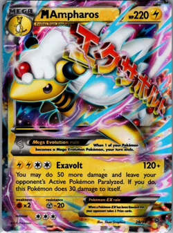 2015 Pokemon M Ampharos EX 28/98 XY Ancient Origins Card MP NM/ Mint rare - Image 1
