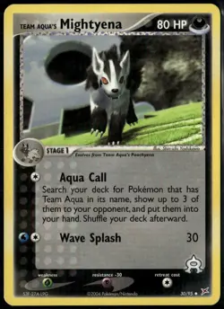 Team Aqua's Mightyena 30/95 Uncommon Team Magma vs Team Aqua LP Pokemon Card - Image 1