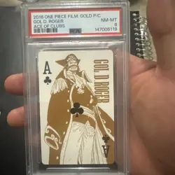 2016 ONE PIECE FILM: GOLD PLAYING CARDS ACE OF CLUBS GOL D. ROGER PSA 8 - Image 1