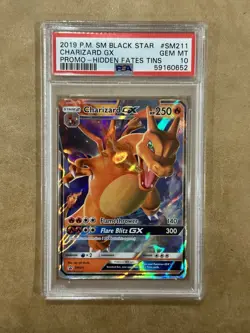 2019 POKEMON SM BLACK STAR PROMO HIDDEN FATES TINS #SM211 CHARIZARD GX PSA 10 - Image 1