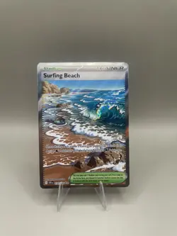 Surfing Beach 114/086 Chaos Rising Pokemon TCG Trainer Stadium Full Art Holo NM - Image 1