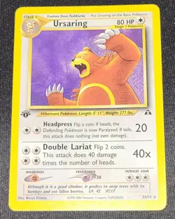 Ursaring Neo Discovery First Edition Non-holo Rare 34/75 WOTC Pokemon Card - Image 1