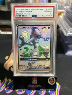 2019 Pokemon S&M Full Art Mewtwo GX Hidden Fates #SV59 Gem Mint PSA 10 - Image 1