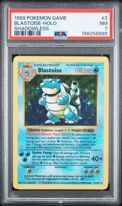 Pokemon Blastoise Base Set Shadowless Holo Rare #2 PSA 7 - Image 1