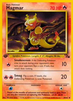 Magmar 39/62 Uncommon Fossil Pokemon 1st Edition Lightly Played - Image 1