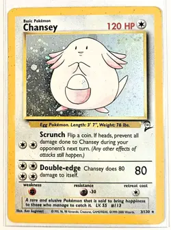 Pokemon 2000 Base Set 2 Chansey 3 Holo Rare LP - Image 1