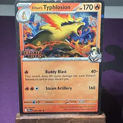 NM+ Ethan's Typhlosion 034/182 Pre Release STAMPED Promo Destined Rivals Pokemon - Image 2