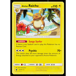 ALOLAN RAICHU 31/111 CRIMSON INVASION POKEMON TCG - Image 1