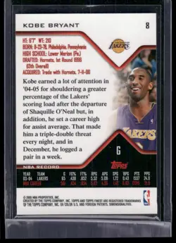 2004-2005 Topps Finest Kobe Bryant Los Angeles Lakers Basketball Card #8 🔥 - Image 2