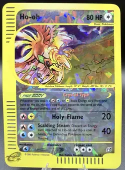 2003 Pokemon Ho-Oh Box Topper Crystal Type Reverse Holo Jumbo Promo 011/012 MP - Image 1