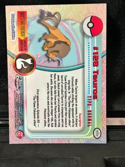 2000 Pokemon Topps Chrome #128 Tauros Holo Foil TV Animation Edition LP - Image 4