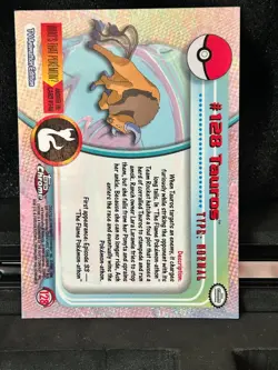 2000 Pokemon Topps Chrome #128 Tauros Holo Foil TV Animation Edition LP - Image 5