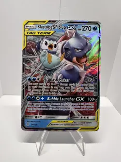 Pokemon TCG Blastoise and Piplup 38/236 GX Tag Team NM Condition - Image 1
