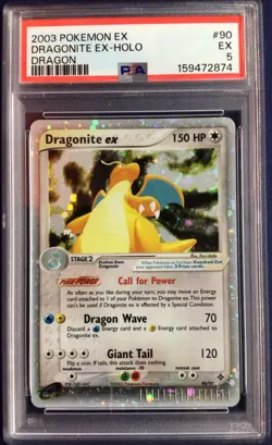 2003 Pokemon EX Dragon #90 Dragonite Holo PSA 5 - Image 1