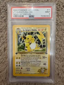 2000 POKEMON GYM CHALLENGE HOLO-1ST EDITION #11 LT. SURGE'S RAICHU PSA 9 - Image 1