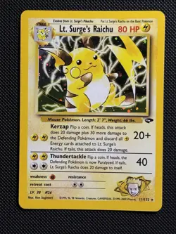 Lt. Surge's Raichu 11/132 Gym Challenge Holo Rare English 2000 WOTC VLP / NM- 🔥 - Image 1