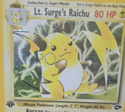 Lt. Surge's Raichu 11/132 Gym Challenge Holo, 1ST EDITION, Holographic, EBP-0072 - Image 2
