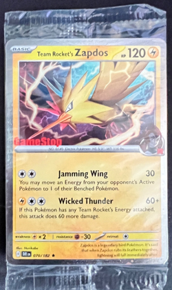 (SEALED) Team Rocket's Zapdos 070/182 Pokemon Destined Rivals GameStop Promo NM - Image 1