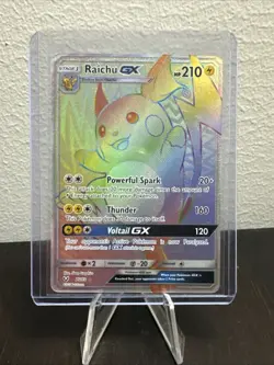 Pokemon GX Raichu Full Art Rainbow Secret Rare Card 75/73 Shining Legends - Image 1
