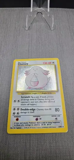 Pokemon Base Set Unlimited Chansey Holofoil Card 3/102 HP - Image 3