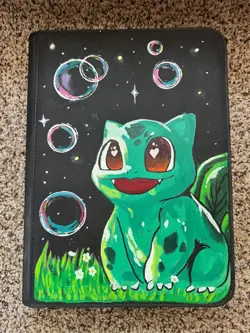 Hand painted Vault X 9-card Binder and various Pokemon cards - Image 1