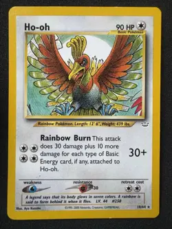 Ho-Oh Regular Rare Neo Revelation 18/64 Unlimited 90 HP English Pokemon Card - Image 1