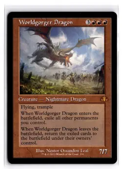 Worldgorger Dragon (Retro Frame) 334 Dominaria Remastered MTG NM - Image 1