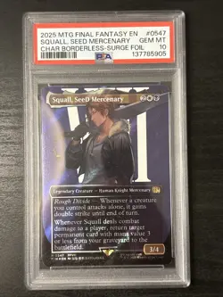 MTG FINAL FANTASY SQUALL SEED MERCENARY BORDERLESS SURGE FOIL #0547 PSA 10 GEM - Image 1