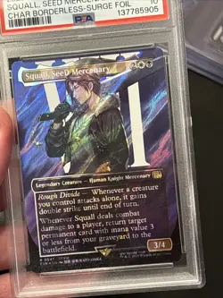 MTG FINAL FANTASY SQUALL SEED MERCENARY BORDERLESS SURGE FOIL #0547 PSA 10 GEM - Image 3